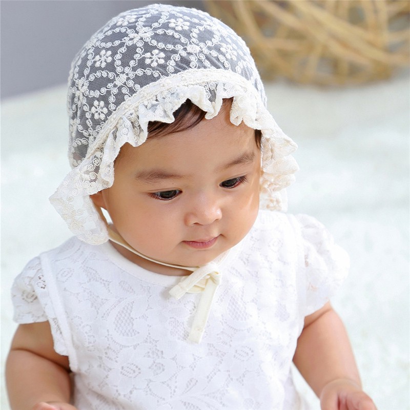 Mũ Cotton Phối Ren Hoa Thời Trang Mùa Hè Dành Cho Bé Gái