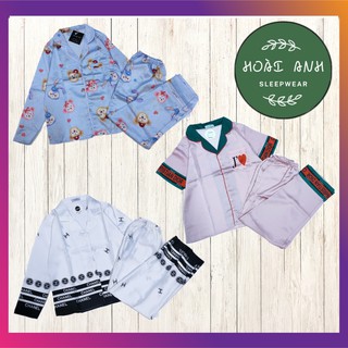Đồ bộ pijama lụa satin nhiều họa tiết
