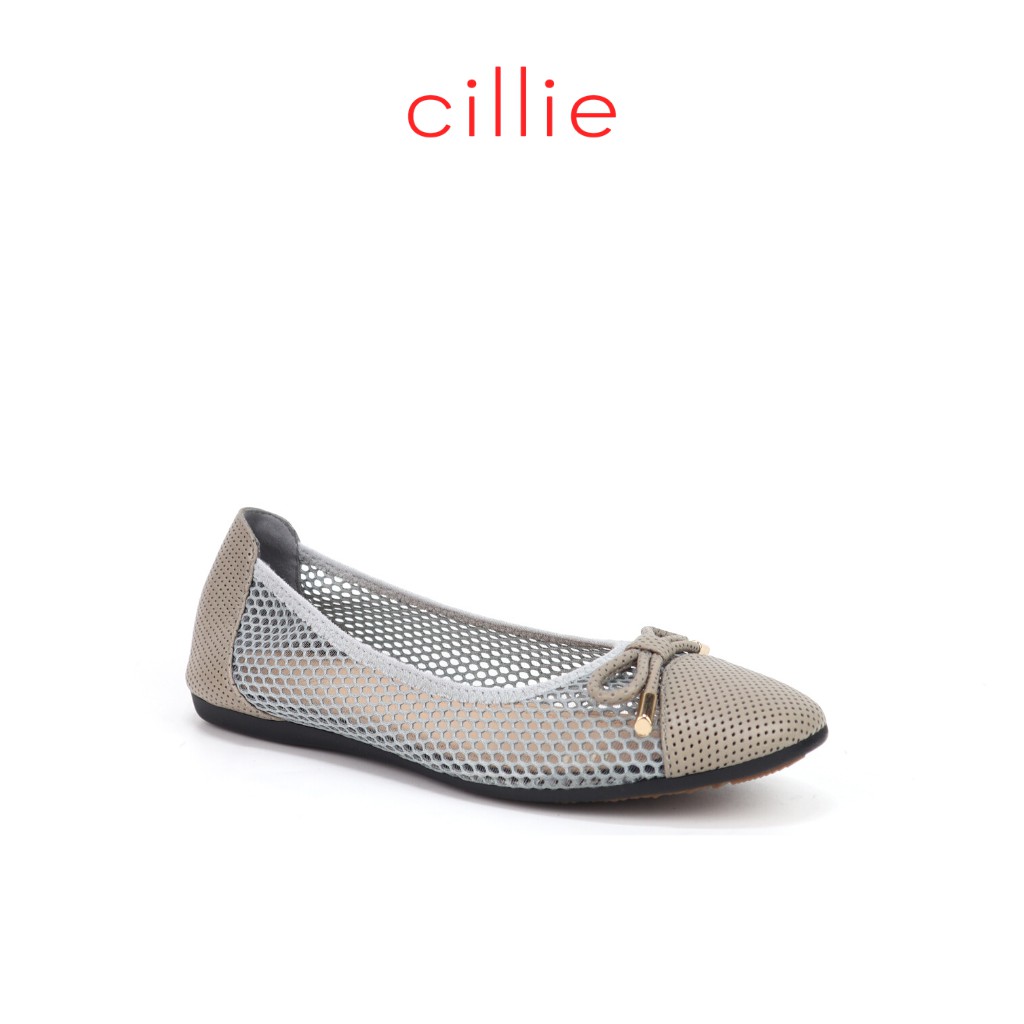 Giày búp bê nữ đế bằng da thật phối lưới Cillie 1135