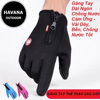 Găng Tay Dài Ngón Chống Nước Cảm Ứng - Găng Softsell Mùa Đông Cao Cấp, Vải Dày, Bền