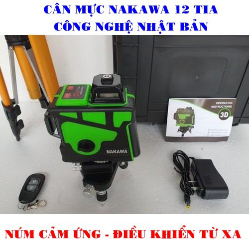 Máy Cân Mực cao cấp NAKAWA tia laser 3D -12 Tia tia xanh - Công nghệ Nhật Bản, có từ hít treo tường