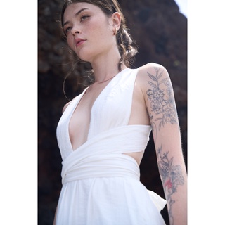 DAPHALE - Đầm Xẻ Ngực Linen Ensley