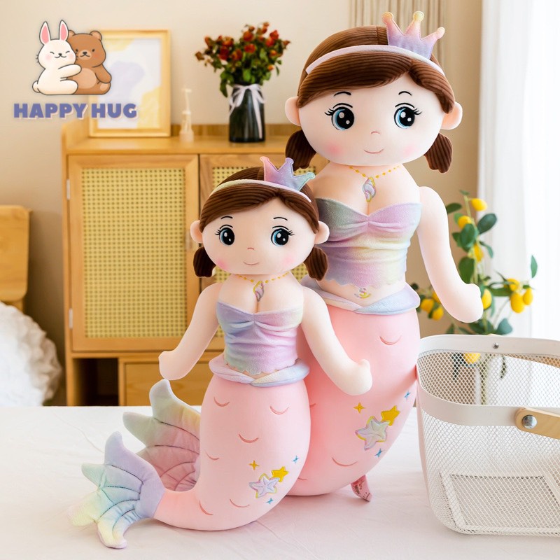 Thú bông to, thú nhồi bông, gối ôm nàng tiên cá, đồ chơi gấu bông size 60/80/100/125cm cho bé - Happy Hug