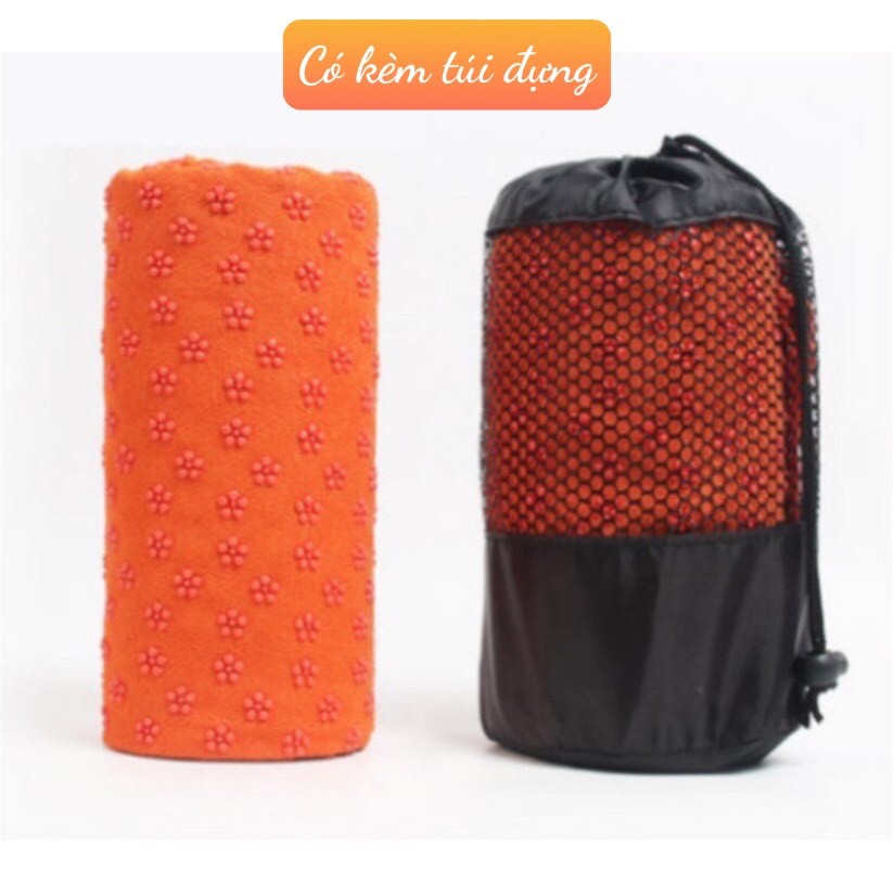 Khăn Trải Thảm Yoga microfiber Dày Chống Trượt Thấm Mồ Hôi Cao Cấp Tặng Túi Đựng Khăn Hải Triề