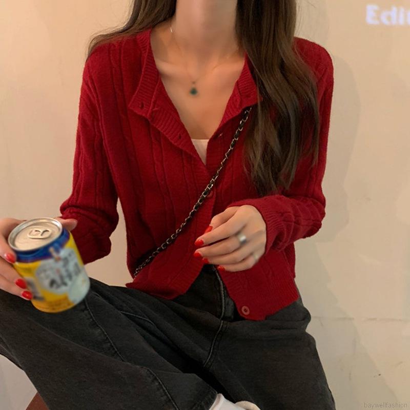 [Baywellfashion]Retro Style, Languid Style, Slim Short Cardigan Sweater, Women's Jacket | BigBuy360 - bigbuy360.vn