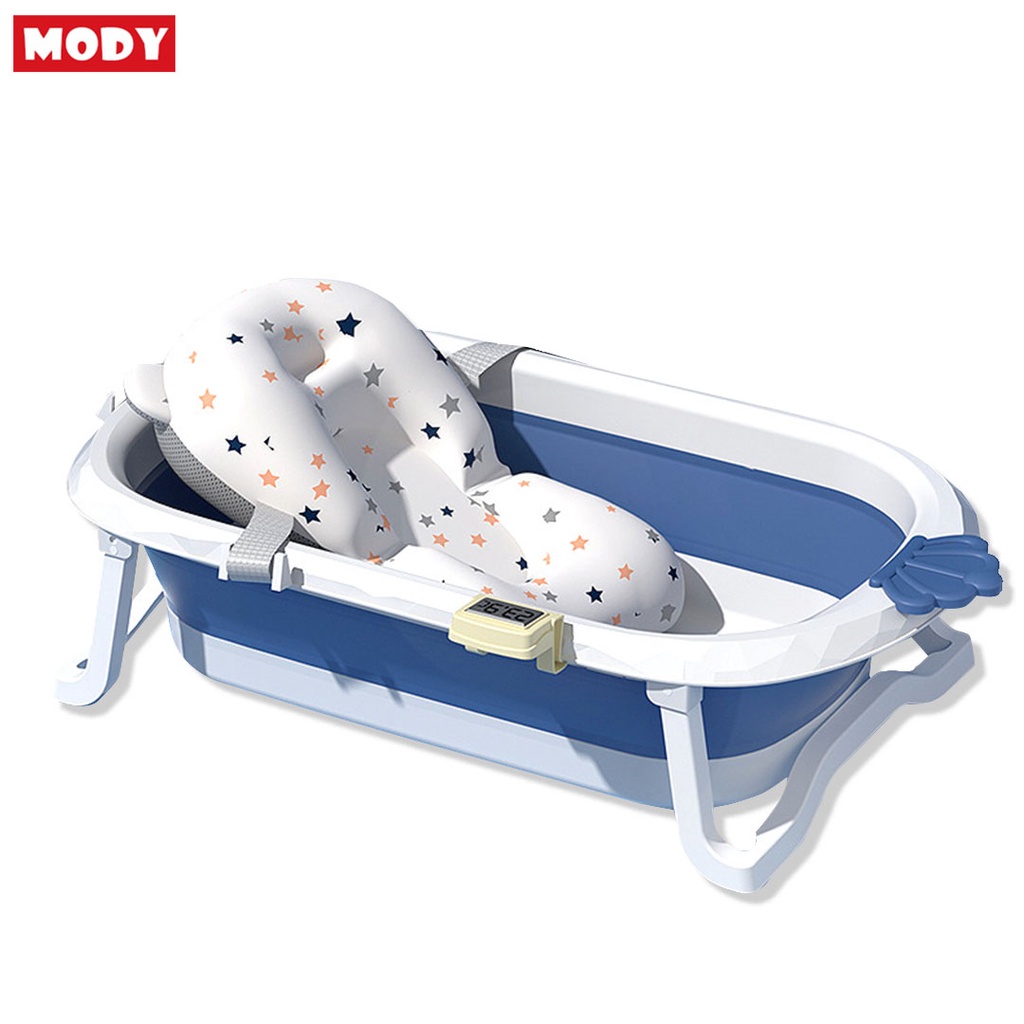 Chậu tắm gấp gọn kèm phao và nhiệt kế đo nhiệt độ nước cho bé Mody M774820