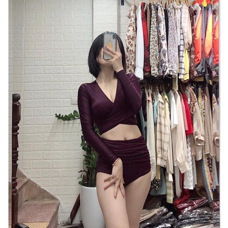 Bộ Bơi Nữ Hai Mảnh Dài Tay Freesize Bin Sports BHV014