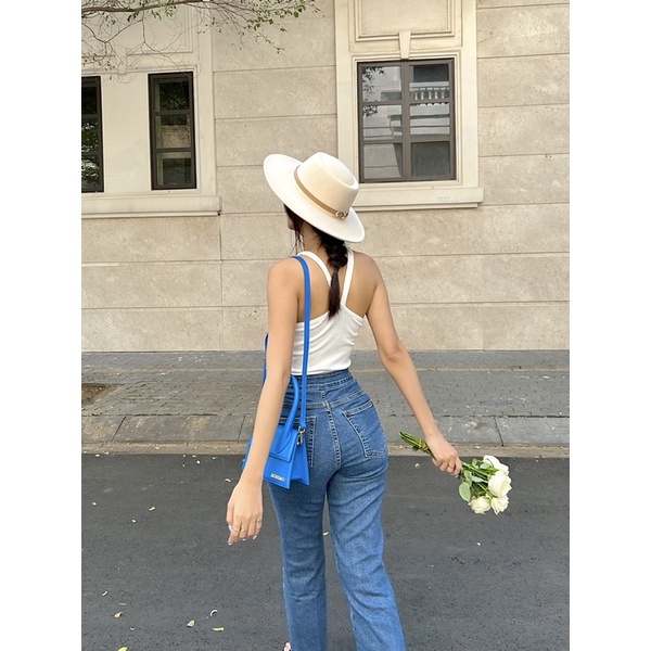 jean suông lưng cao 4 khuy