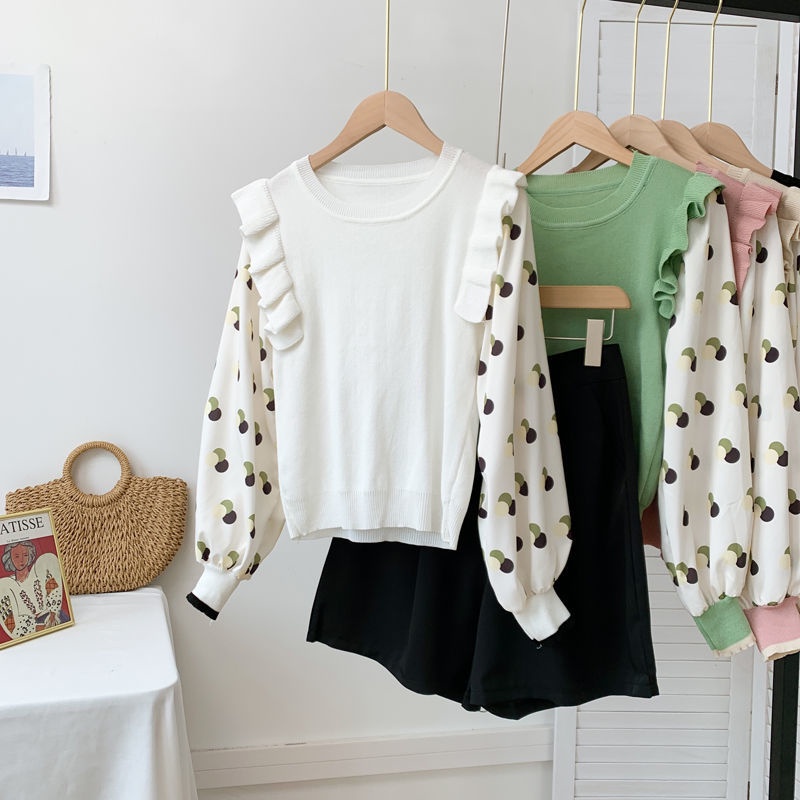 Áo Len Tay Dài Dáng Ôm Thiết Kế Chắp Vá Thời Trang Mới Dành Cho Bạn Nữ