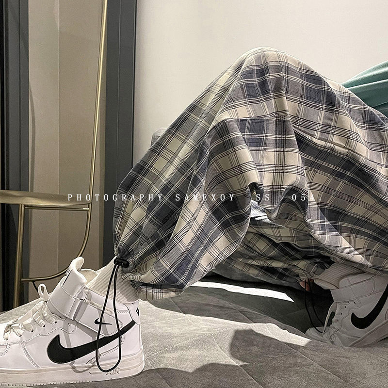 quần ống rộng Lưng Cao Kẻ Sọc Caro 5 Màu Lựa Chọn Cho Nữ