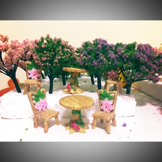 Bộ 1 bàn 2 ghế mô hình trang trí nhà tăm tre, nhà mô hình