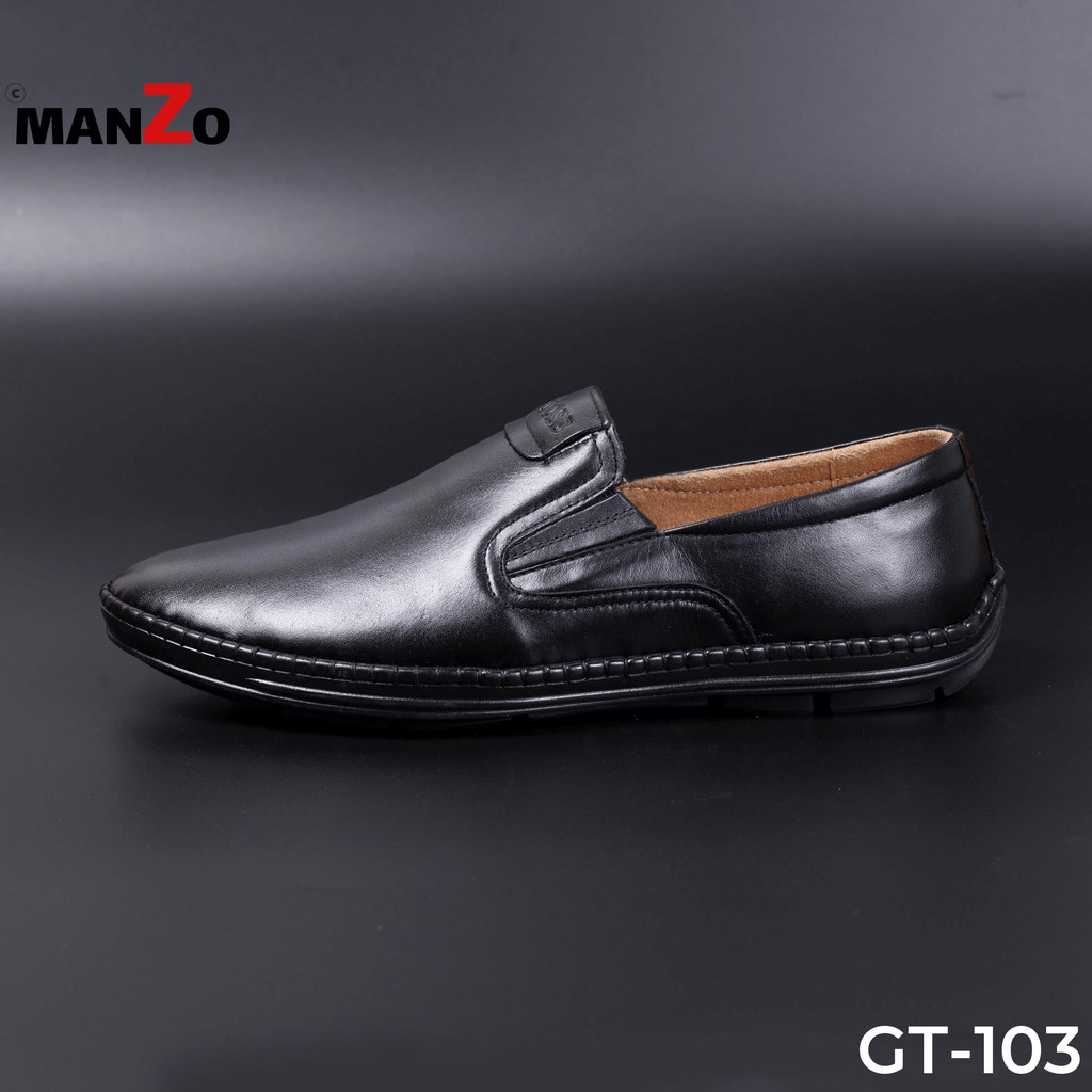 Giày lười công sở da bò cao cấp - Manzo store GT 103 (Đen)