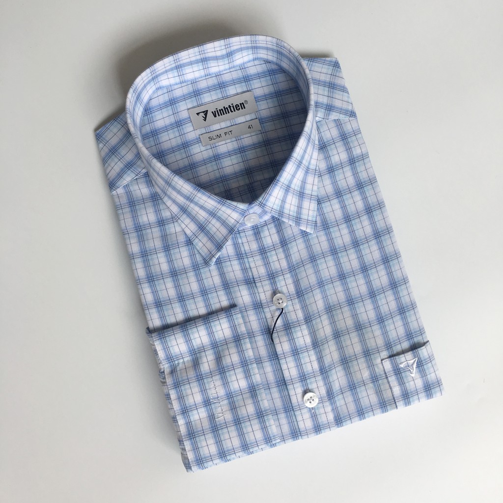 Áo sơ mi nam tay dài vạt bầu Slim Fit Tencel Vĩnh Tiến 290 - G070