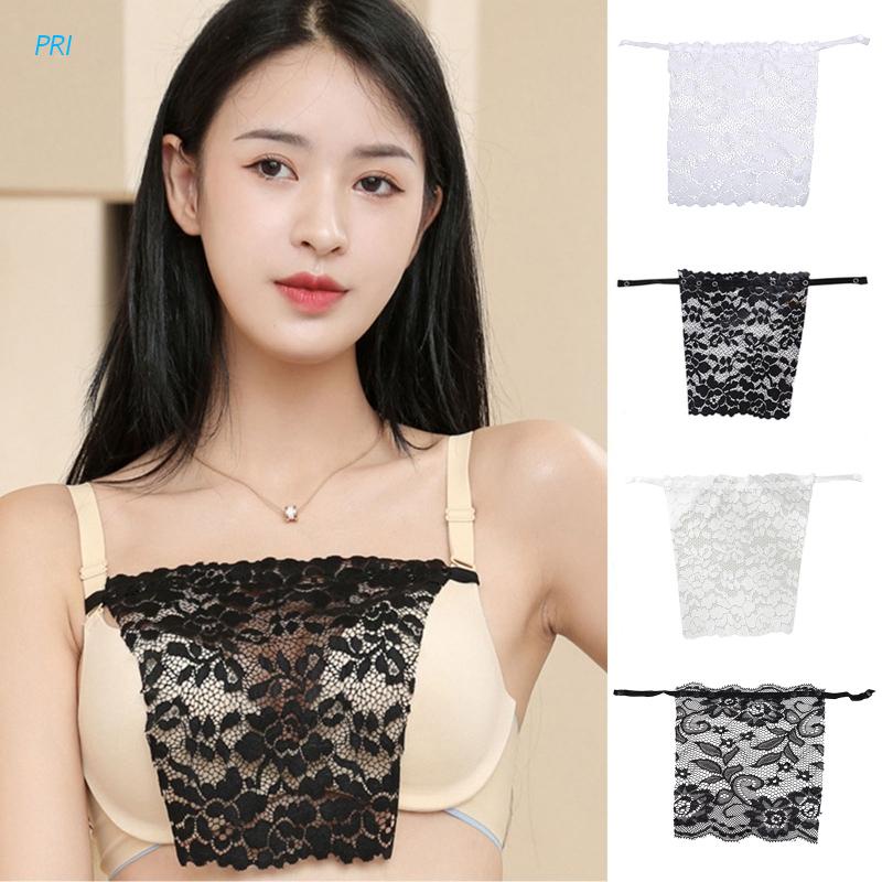 pri Women Sheer Floral Lace Camisole Secret Cleavage Cover Lady Clip-on Mock Snappy Bra Insert Overlay Modesty Panel Ves