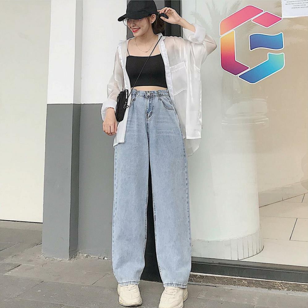 [HÀNG CAO CÂP] Quần Baggy Jean SEMI Ống Rộng Cạp Chỉnh Nút Gài Eo Ulzzang | BigBuy360 - bigbuy360.vn