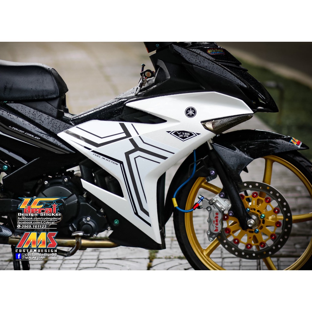 Tem rời exciter 150 trắng đen chỉ , hình ảnh thực tế