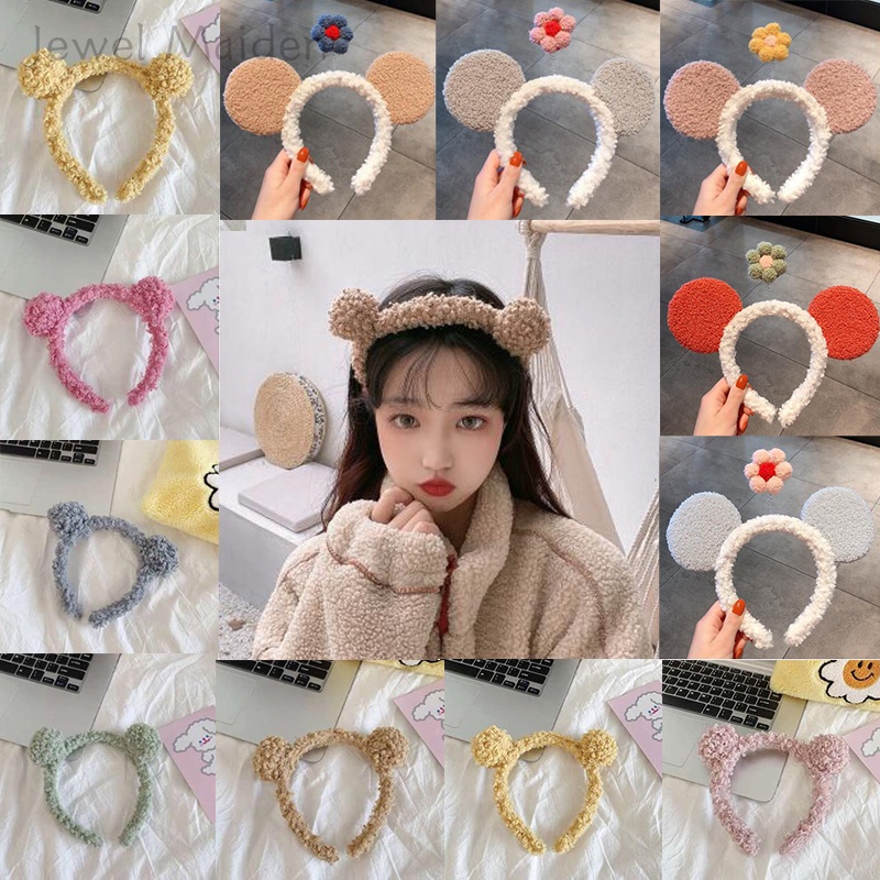 Băng đô cài tóc lông cừu trang điểm rửa mặt cho bé gái