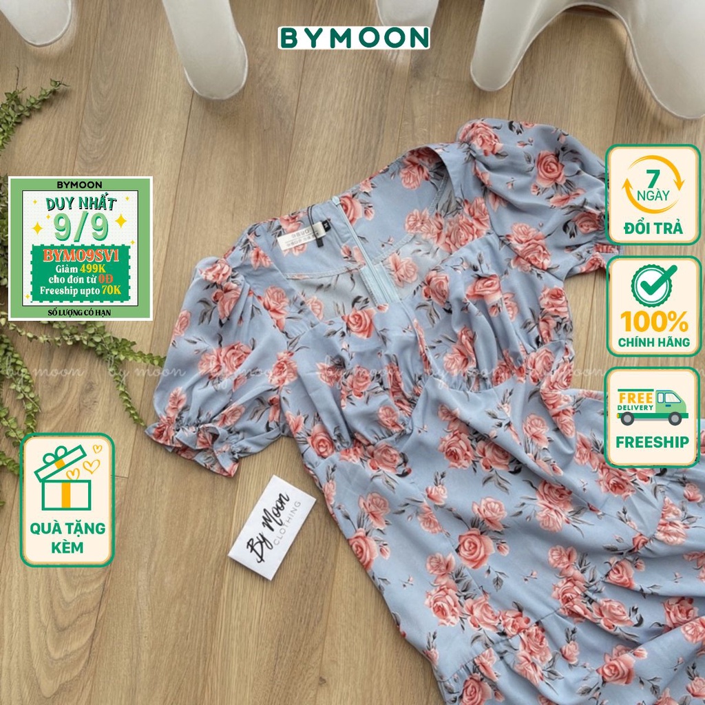 Đầm váy xoè maxi hoa hồng ngực cúp BY MOON VN005