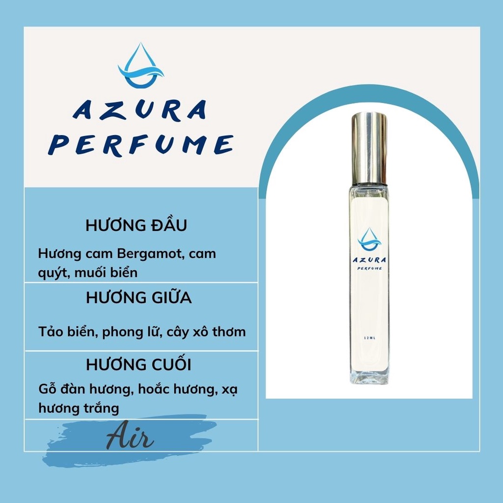 Tinh Dầu Nước Hoa Azura Air Thơm Mát Dịu Dàng Thơm Lâu Lưu Hương 12 Giờ Dạng Chai Xịt 12Ml