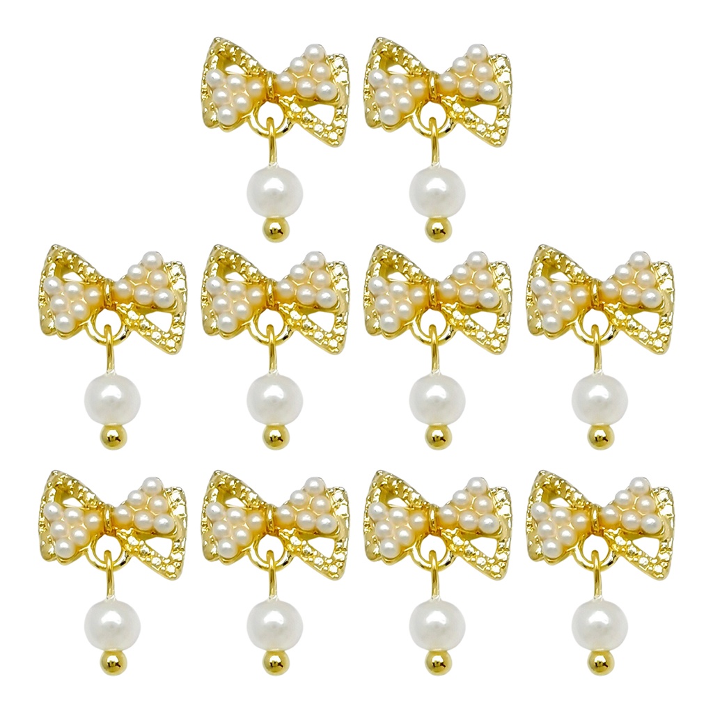 Bộ 10 Phụ Kiện Trang Trí Móng Tay 3D Bằng Hợp Kim Chống Rỉ Sét Màu Sắc Tươi Sáng DIY