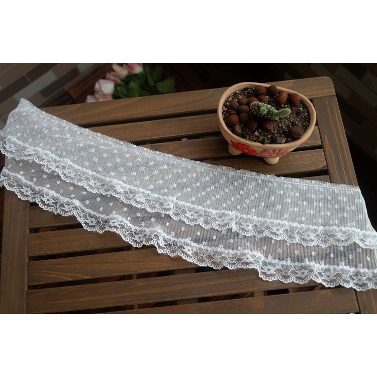 Miếng ren xếp ly trang trí lai áo/tay áo/cổ áo thủ công rộng 12-13 cm