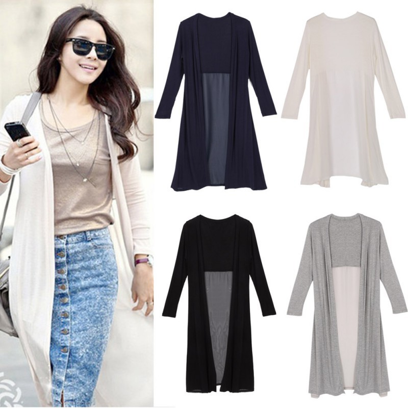 Áo khoác tay dài chất Chiffon thiết kế đơn giản cho phái nữ | BigBuy360 - bigbuy360.vn