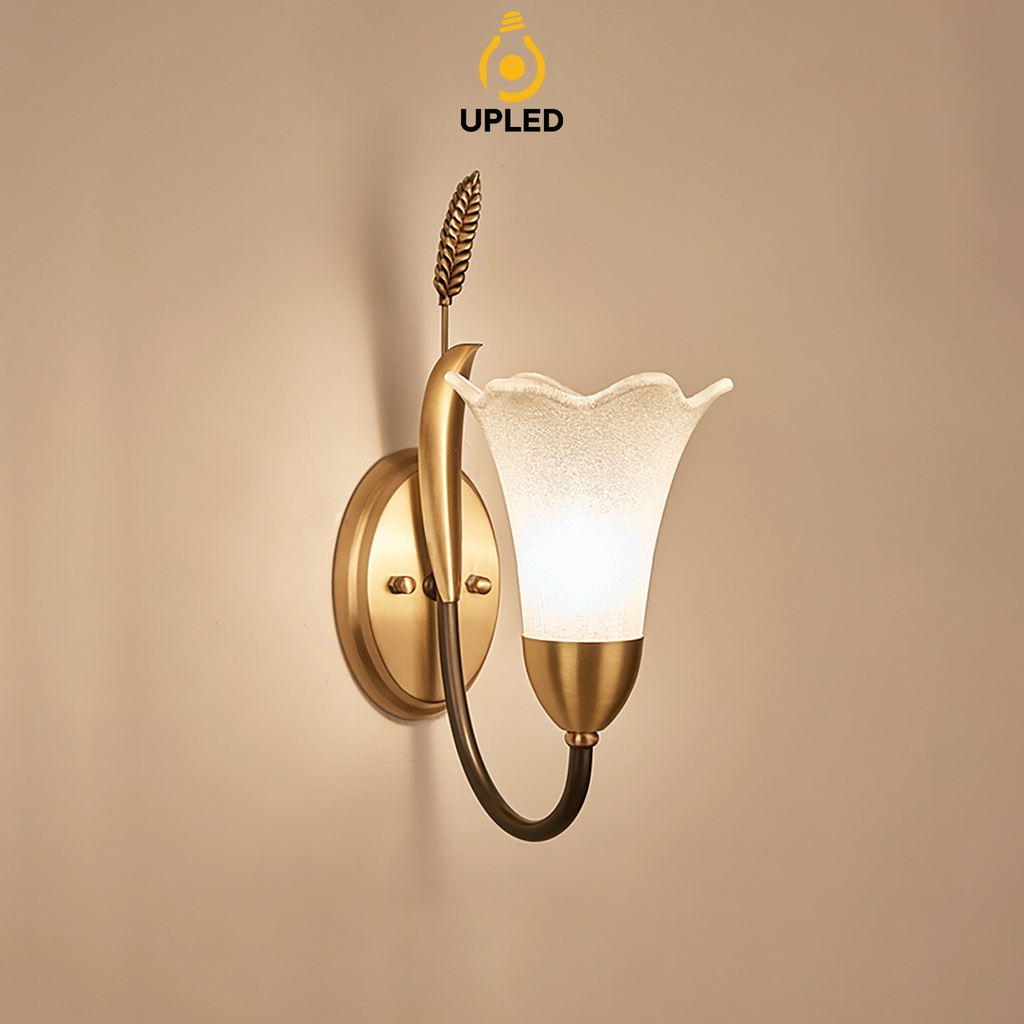 Đèn ngủ treo tường đồng hoa UPLED trang trí phòng khách, phòng ngủ, lối đi