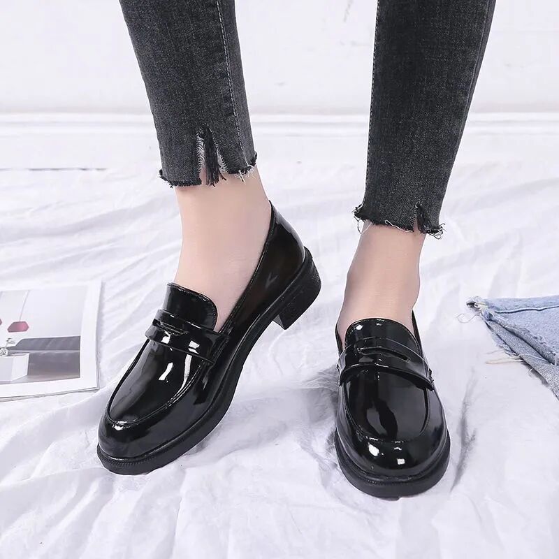 Giày Da Đế Dày Phong Cách Anh Quốc Cho Nữ Size 31-46 41 Plus Size 42