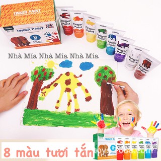 MÀU VẼ BÀN TAY MIDEER - FINGER PAINT  HỮU CƠ AN TOÀN CHO BÉ DỄ DÀNG LAU SẠCH (1 hộp 8 tuyp 60ml)