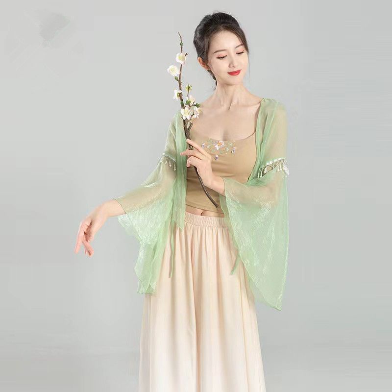 Trang Phục Sườn Xám Biểu Diễn Múa Truyền Thống Trung Hoa Cổ Điển Đính Ngọc Trai Thanh Lịch Cho Nữ