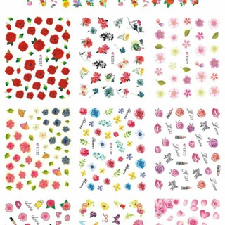 Hình dán sticker 3d trang trí móng nail bảng to nhiều mẫu hoa hình đẹp xinh.