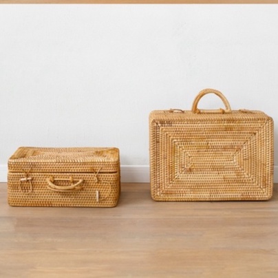 Giỏ mây tre đan thủ công Việt Nam BAMBOOO ECO đựng quần áo đồ cá nhân trang trí để phòng khách phòng ngủ khách sạn