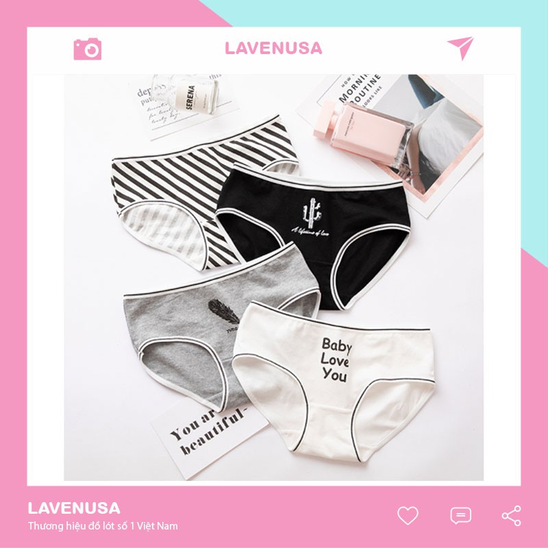 Quần lót nữ cotton cao cấp co giãn kháng khuẩn in hình đáng yêu dễ thương QL24
