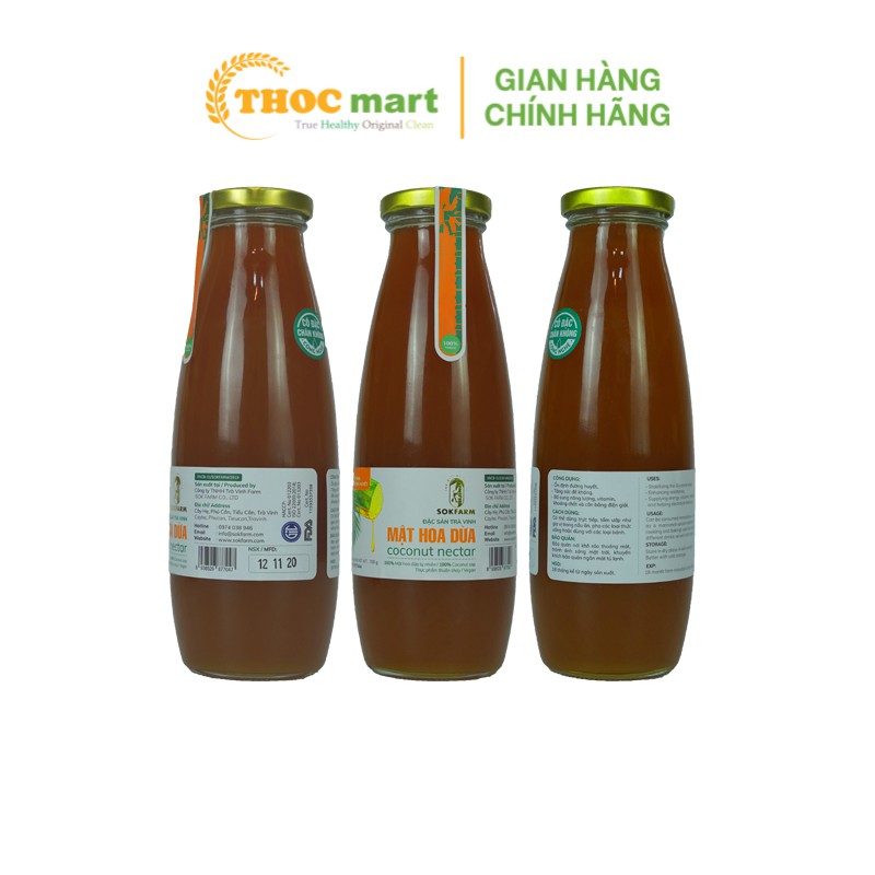 [ THOCmart.vn ] Mật hoa dừa cô đặc Sokfram đặc sản Trà Vinh giàu khoáng chất thay thế mật ong chai 700g