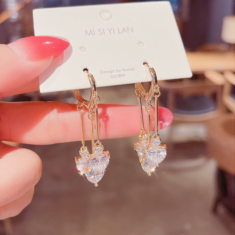 Khuyên Tai Tua Rua Dáng Dài Đính Đá zircon Siêu Lấp Lánh Thời Trang Nhật Hàn Mới 2022