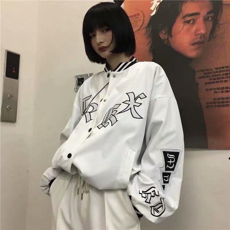 Áo khoác bóng chày dáng rộng phong cách Hip hop thời trang mùa thu dành cho cặp đôi