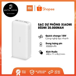 Pin sạc dự phòng Xiaomi Redmi 20000mAh PB200LZM (Trắng) - Bảo Hành Hãng 1 đổi 1 - Xiaomi Power Bank Fast Charge 18W