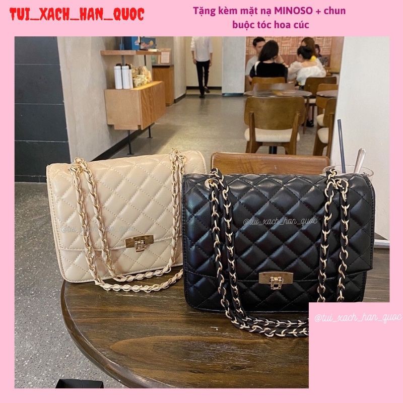 TÚI XÁCH NỮ, TÚI ĐEO CHÉO TRẦN TRÁM KHÓA GẬP HQ 400