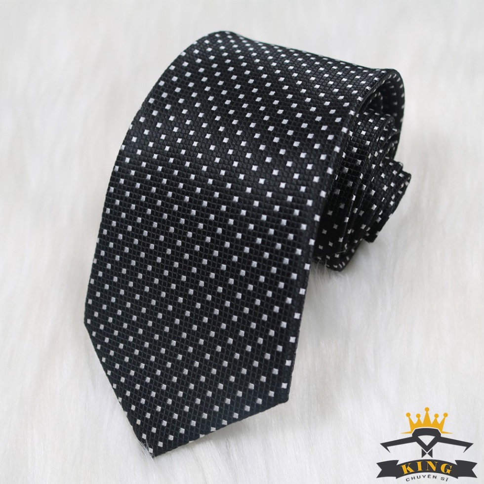 Cà vạt nam KING caravat chấm bi học sinh cavat công sở vải silk lụa 100% 3 lớp C52