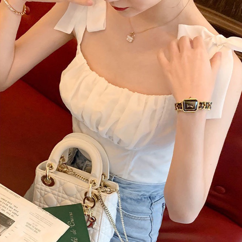 Áo 2 dây bản to cup ngực buộc nơ vai HSG010, áo xếp li ngực tôn dáng hiệu quả sexy cá tính