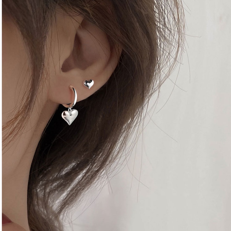 Khuyên tai mặt hình trái tim xinh xắn thời trang phong cách Hàn Quốc dành cho nữ