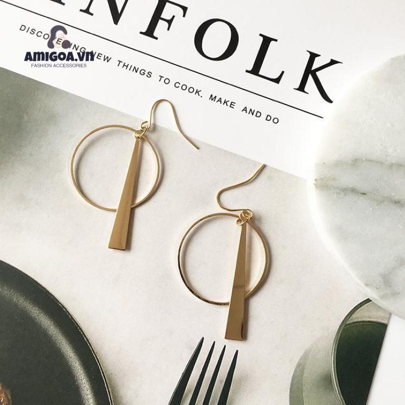 Khuyên Tai Dạng Móc Hình Tròn Bằng Hợp Kim Đơn Giản Cá Tính Thời Trang