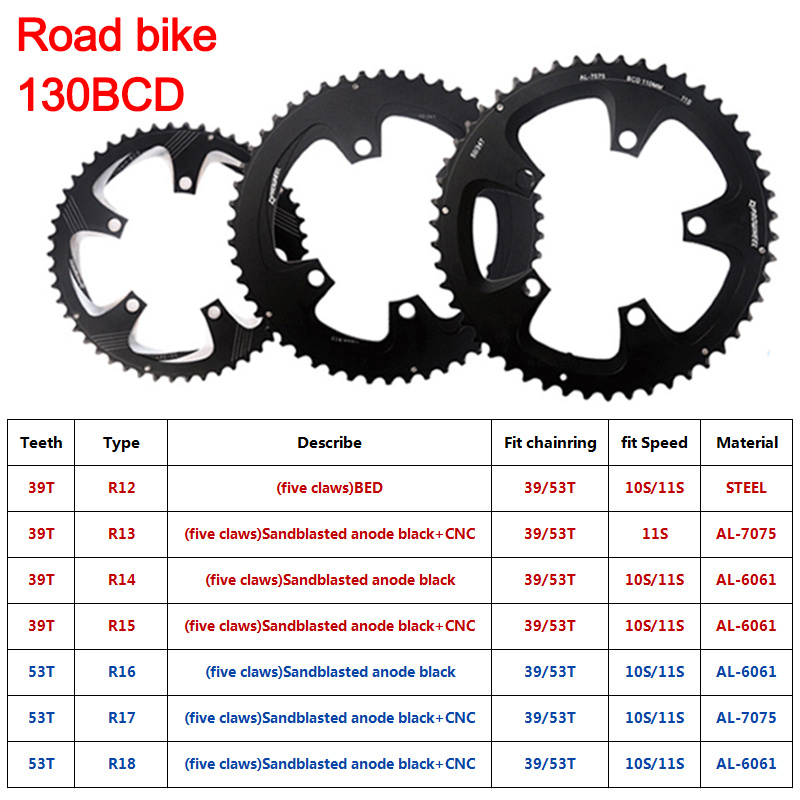 Líp Xích Xe Đạp PROWHEEL 130 BCD 39T / 53T 10 / 11 Tốc Độ Bằng Nhôm / Thép