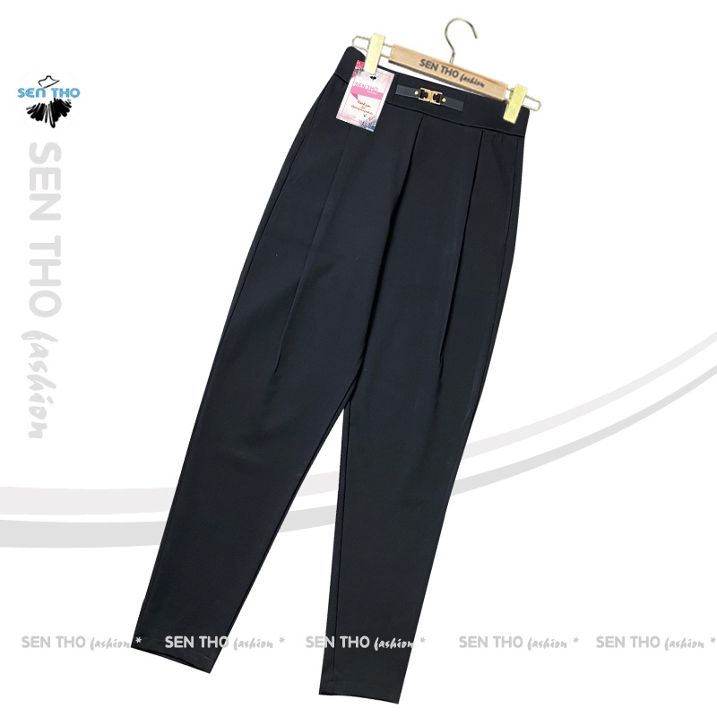 Quần Baggy Nữ Đi Học Sinh Lưng Cao Đi Làm Công Sở Cạp Chun Vải Umi Co Giãn 4 Chiều Màu Đen Form Đẹp Quần Tây
