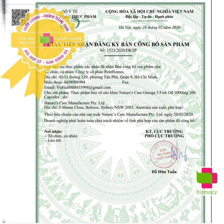 Dầu cá Healthy Care Fish Oil Omega 3 1000mg, Úc  bổ sung DHA cho người từ 6 tuổi trở lên