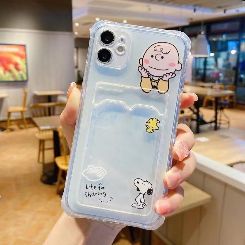 Ốp điện thoại iphone trong túi đựng thẻ ảnh Snoopy 6/6s/6plus/6splus/7/7plus/8/8plus/xs/11/12/13/14/pro/max/plus/pro TT3