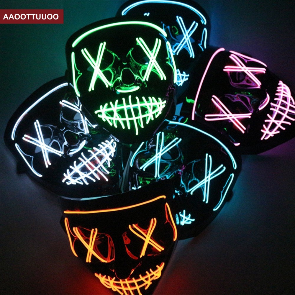 Mặt Nạ Đèn Led Neon Hóa Trang Halloween (5 Màu)