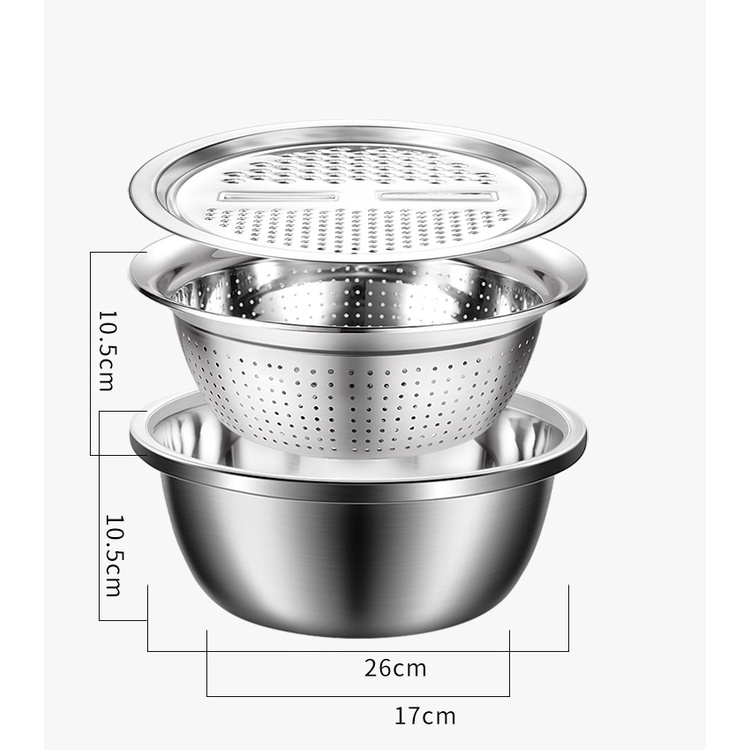 Bộ bào nạo rau củ kiêm rổ và chậu Inox cao cấp