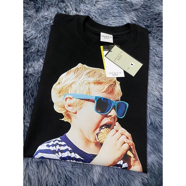 [Ảnh thật+video] Áo thun ADLV nam nữ in hình bé ăn kem chất liệu cotton cao cấp