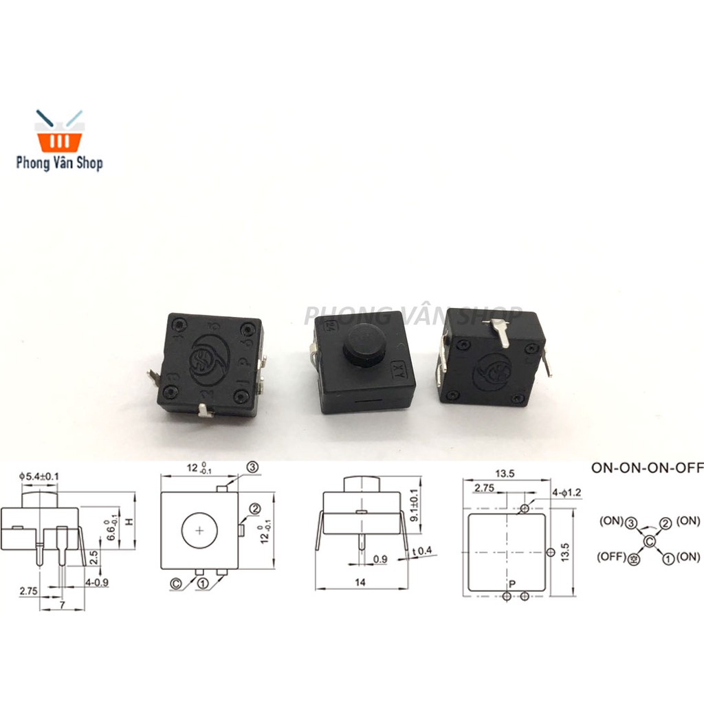 10 Công tắc đèn pin - 4 chân - ON-ON-ON-OFF